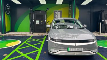 Hyundai Ioniq 5 connected to Park Garages&#039; hyper-rapid charger