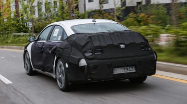 Hyundai Ioniq 6 prototype driving - rear view