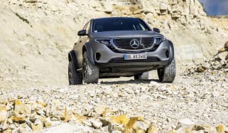 Elektromobilität wird abenteuerlustig. Die Fahrzeugstudie Mercedes-Benz EQC 4x4²Electric luxury goes off-road. The Mercedes-Benz EQC 4x4² vehicle study