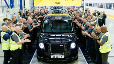 LEVC 25,000TH ELECTRIC TAXI Pictures by Adam Fradgley Pictured on the production line at the LEVC factory in Coventry is the 25,000th Electric Taxi coming off the production line.