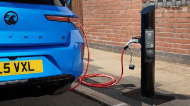 Electric Vauxhall Astra being charged via on-street charging