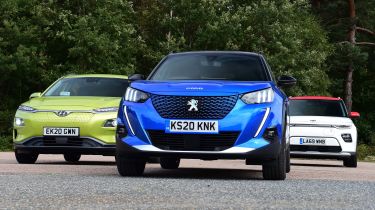 Hyundai Kona Electric vs Peugeot e-2008 vs Kia Soul EV