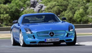 Mercedes Benz SLS AMG Electric Drive;Platin blue chrom; designo Leder exklusiv schwarz; (BR 197); Paris 2012