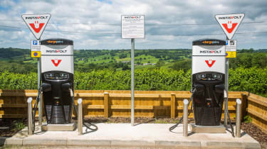 72 Point- The electric charging stations at the Route 303 Restaurant in Devon. 21/06/2019