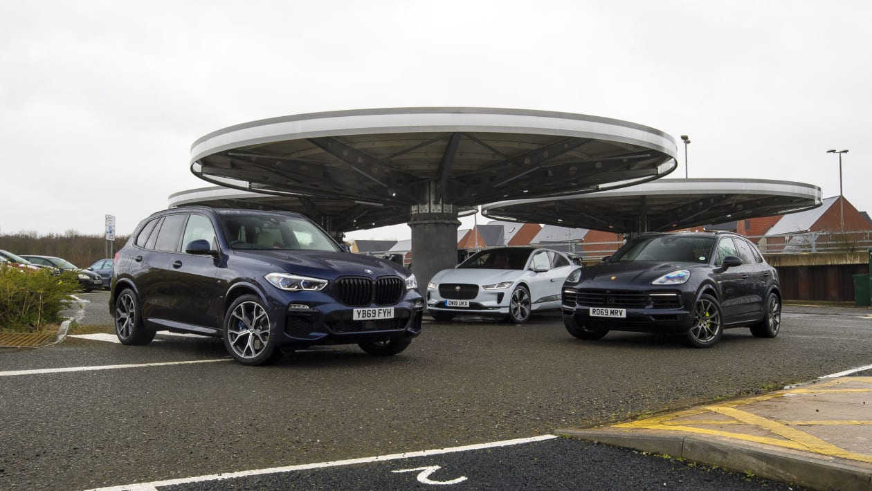 BMW X5 hybrid vs Porsche Cayenne hybrid vs Jaguar IPace range