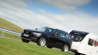 Volvo towing a caravan