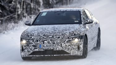 Audi A6 e-tron spy picture front snow
